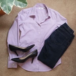 Uniqlo Lavender Lilac Purple Stripe Button Up